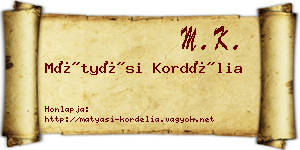 Mátyási Kordélia névjegykártya